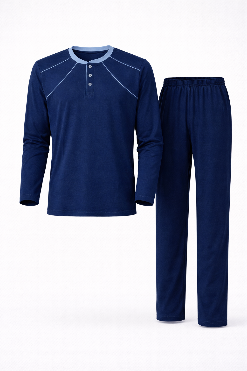 Erkek İnterlok Rahat Kalıp Sıfır Yaka Yüksek Kalite Pamuk Pijama Takımı 16670