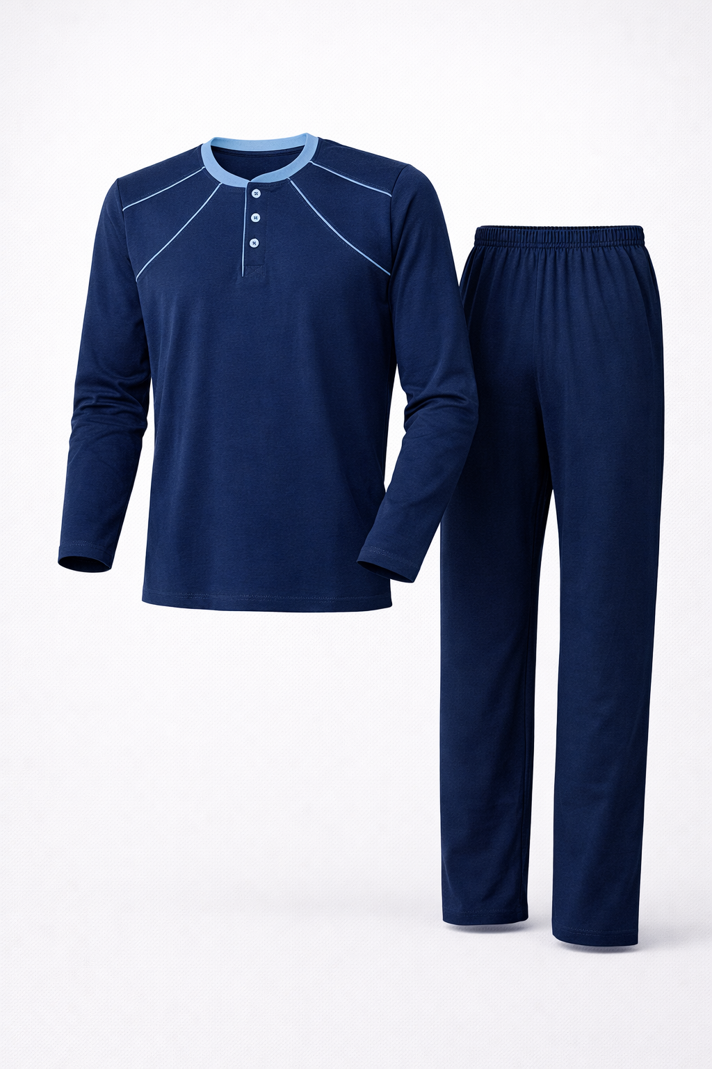 Erkek İnterlok Rahat Kalıp Sıfır Yaka Yüksek Kalite Pamuk Pijama Takımı 16670