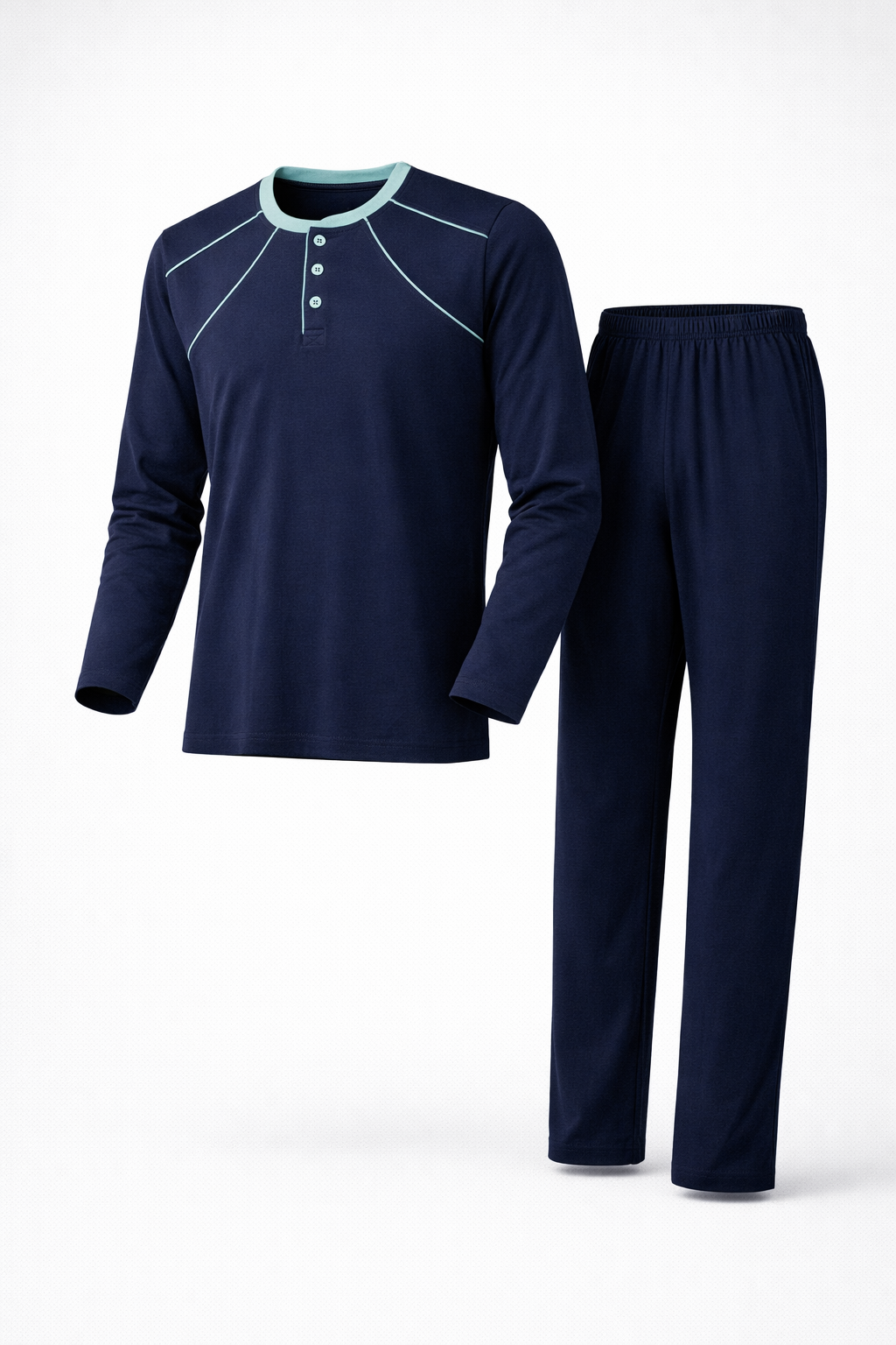 Erkek İnterlok Rahat Kalıp Sıfır Yaka Yüksek Kalite Pamuk Pijama Takımı 16670