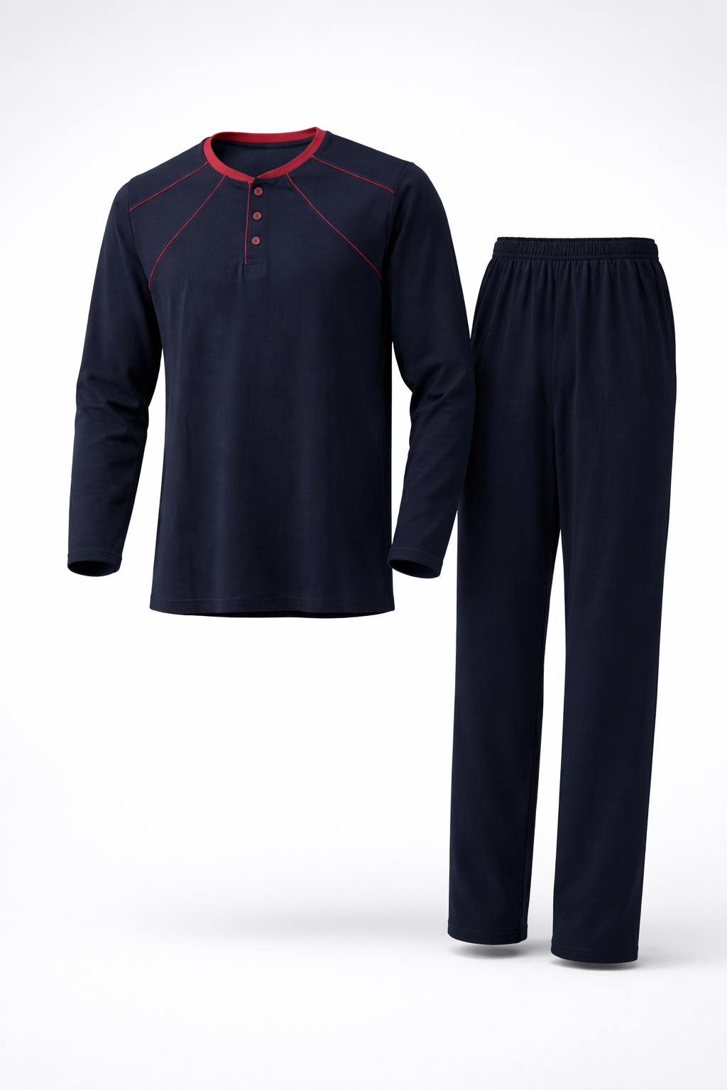 Erkek İnterlok Rahat Kalıp Sıfır Yaka Yüksek Kalite Pamuk Pijama Takımı 16670