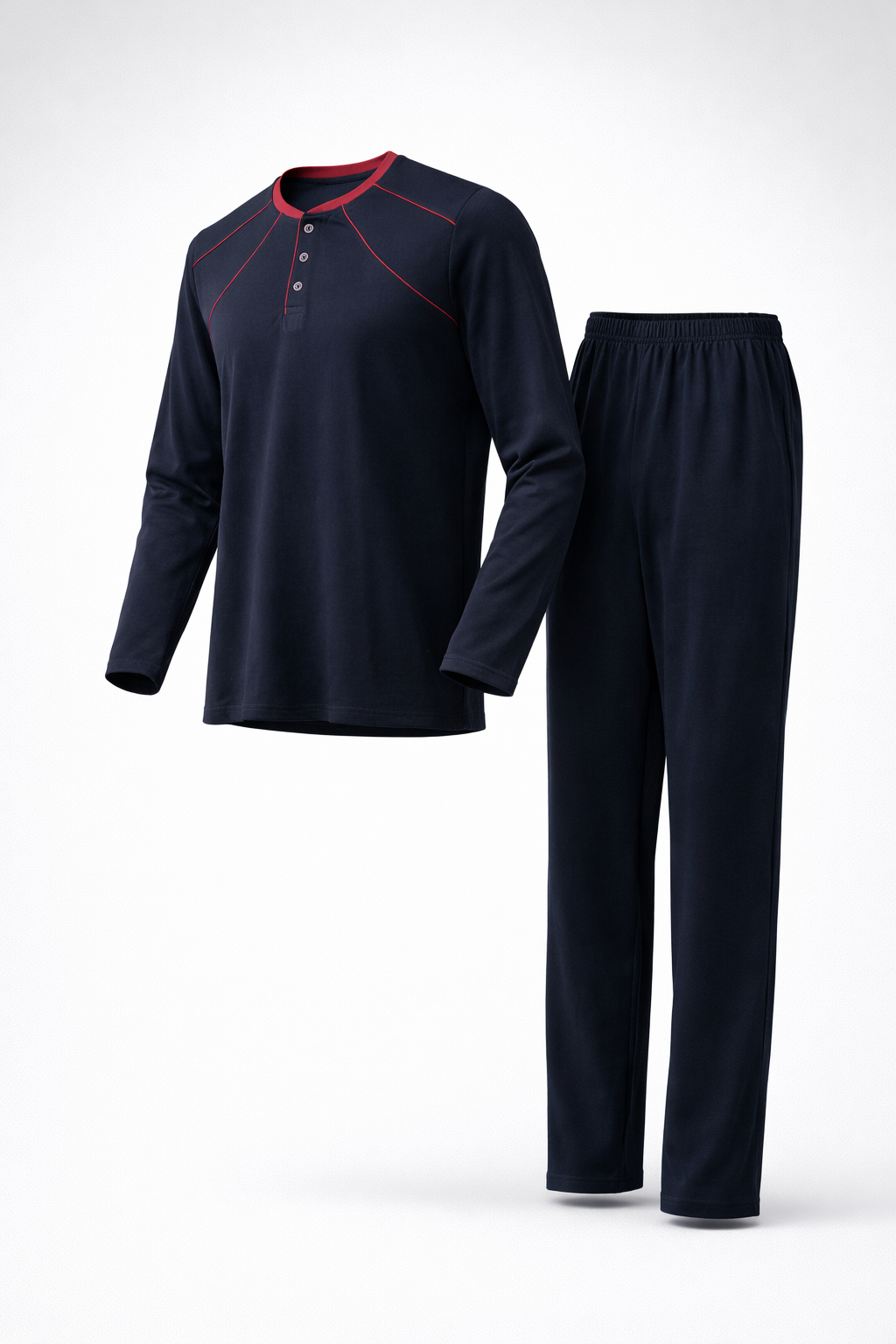 Erkek İnterlok Rahat Kalıp Sıfır Yaka Yüksek Kalite Pamuk Pijama Takımı 16670