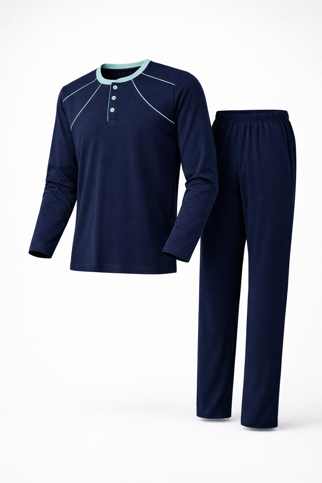 Erkek İnterlok Rahat Kalıp Sıfır Yaka Yüksek Kalite Pamuk Pijama Takımı 16670