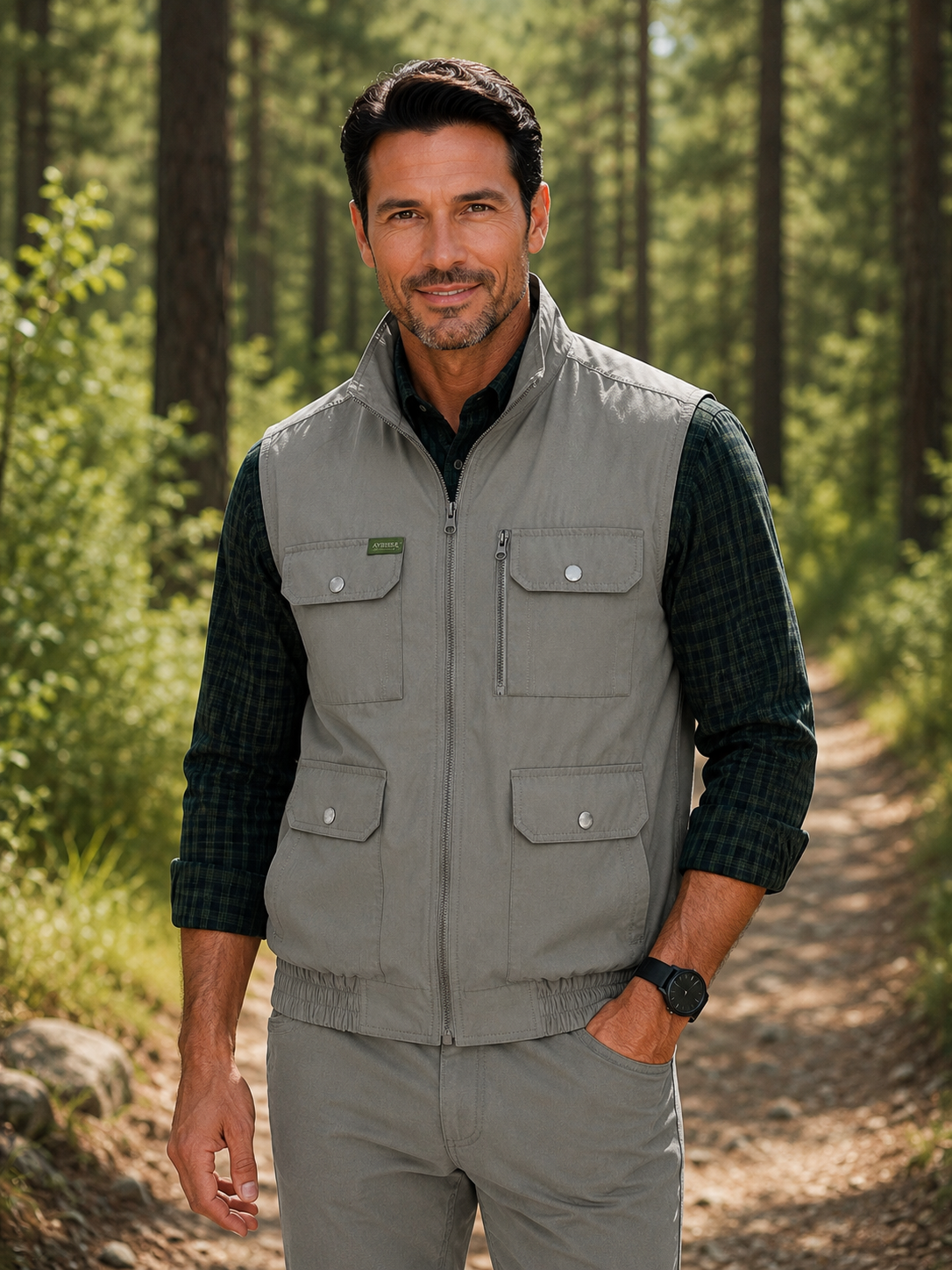 Erkek Kumaş Avcı Yeleği Çok Cepli Fermuarlı Mevsimlik Outdoor Yelek 2037