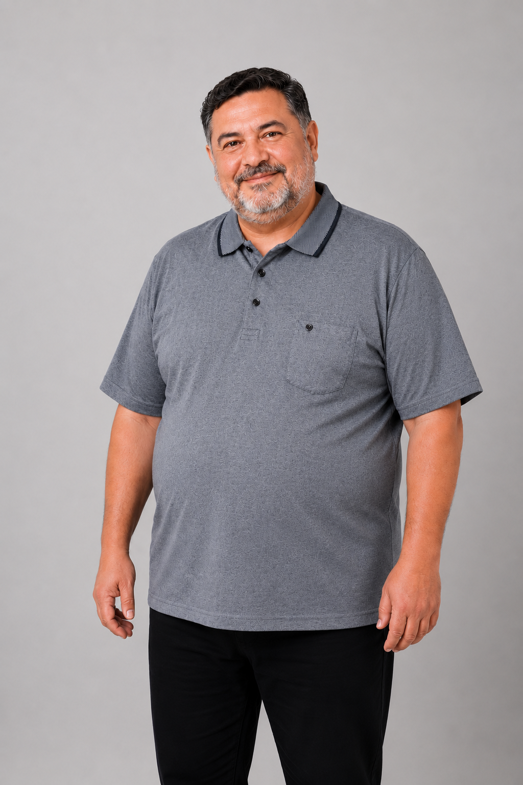 Erkek Orta Yaş ve Üzeri Büyük Beden Polo Yaka Cepli T-hirt 170