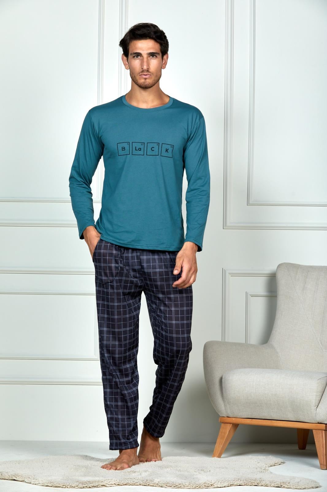 Erkek Penye Pamuk Regular Kalıp Sıfır Yaka Pijama Takımı A803123