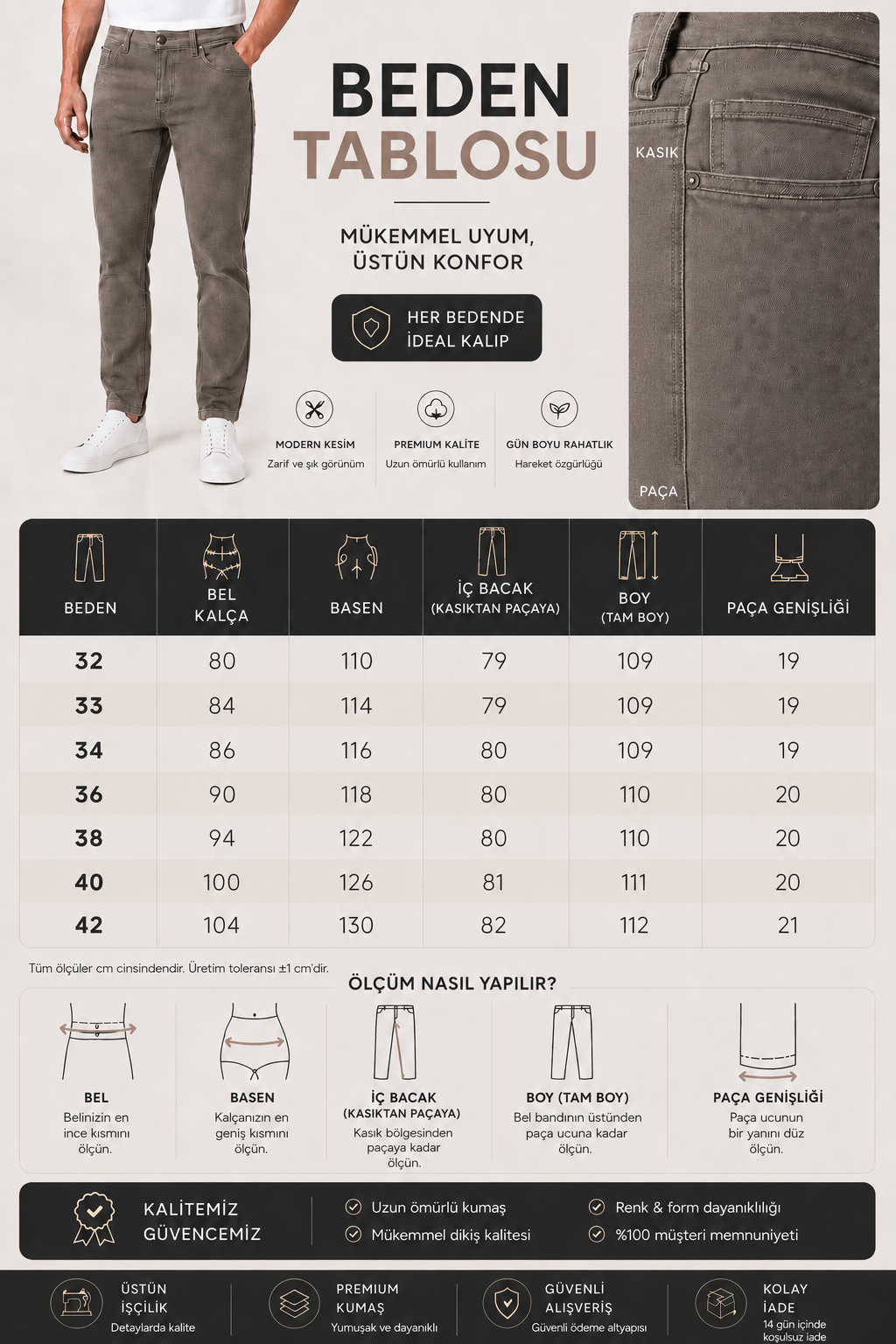 Erkek Regular Kalıp Likralı Kanvas Pantolon 1126