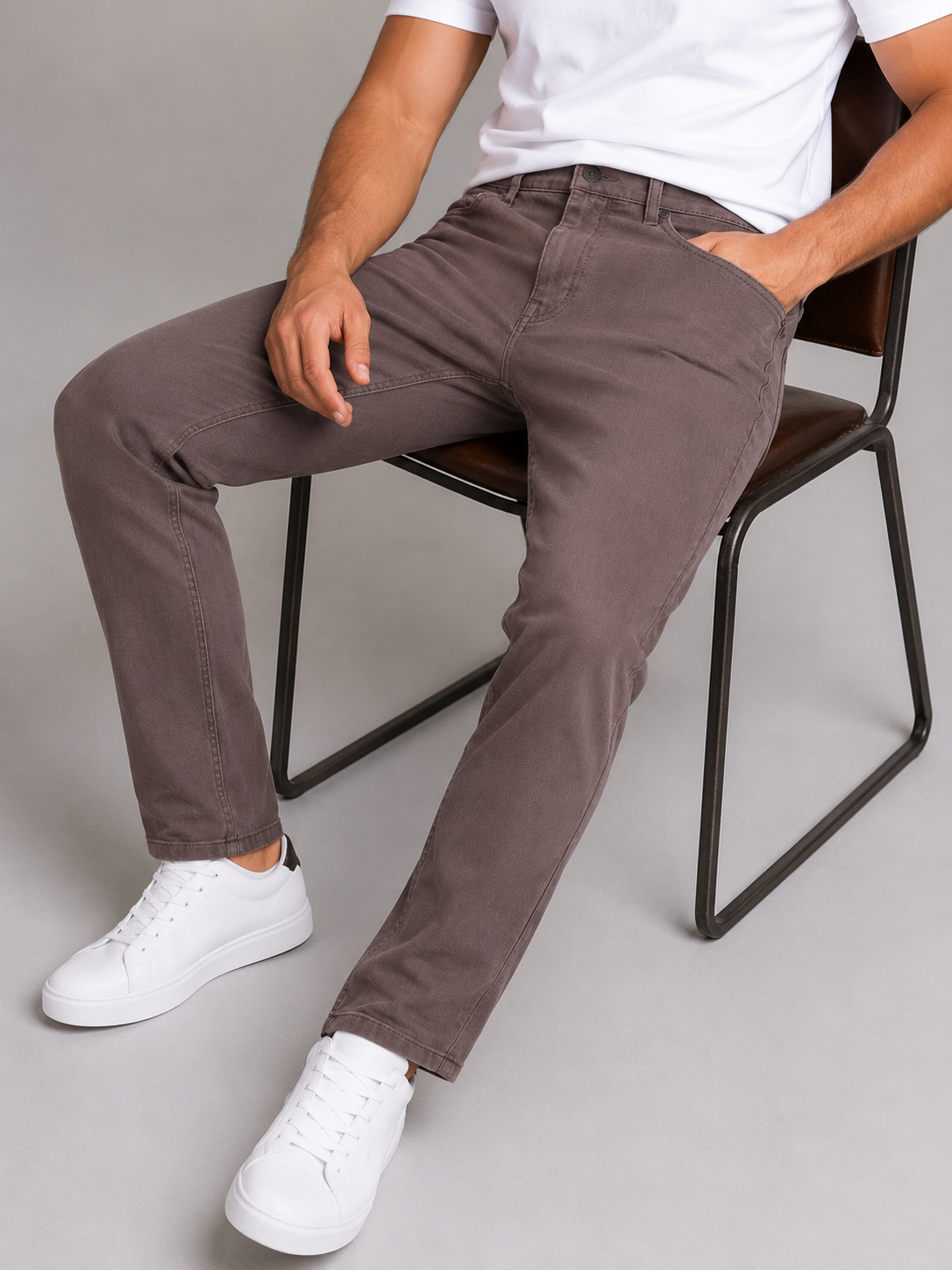 Erkek Regular Kalıp Likralı Kanvas Pantolon 1126