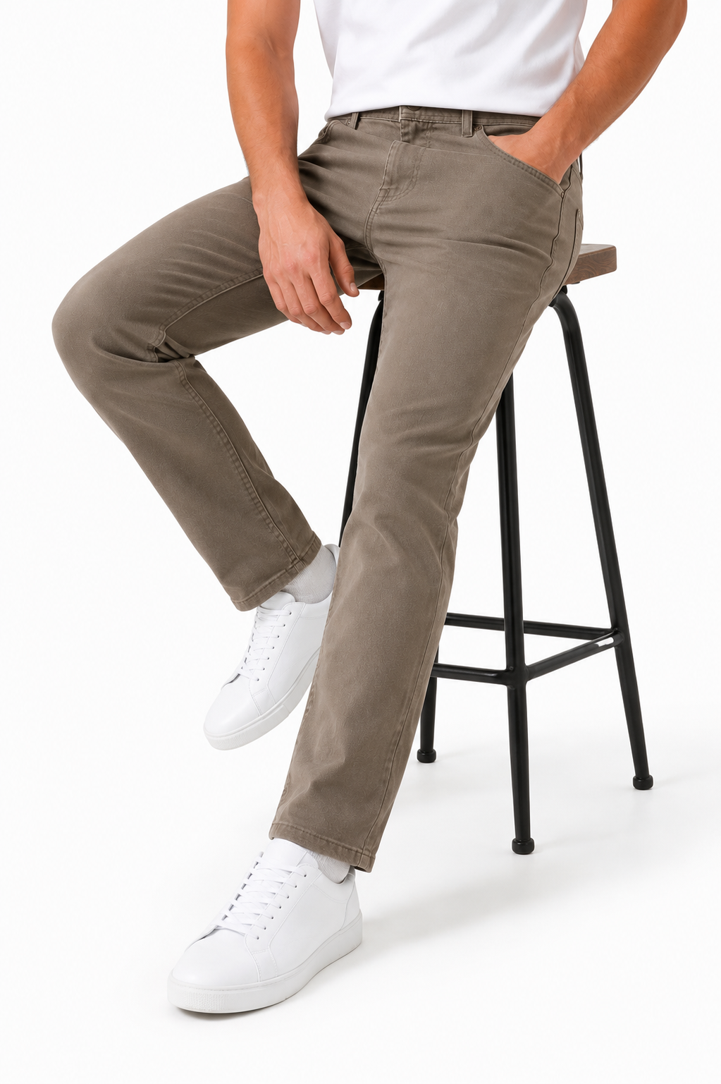 Erkek Regular Kalıp Likralı Kanvas Pantolon 1126
