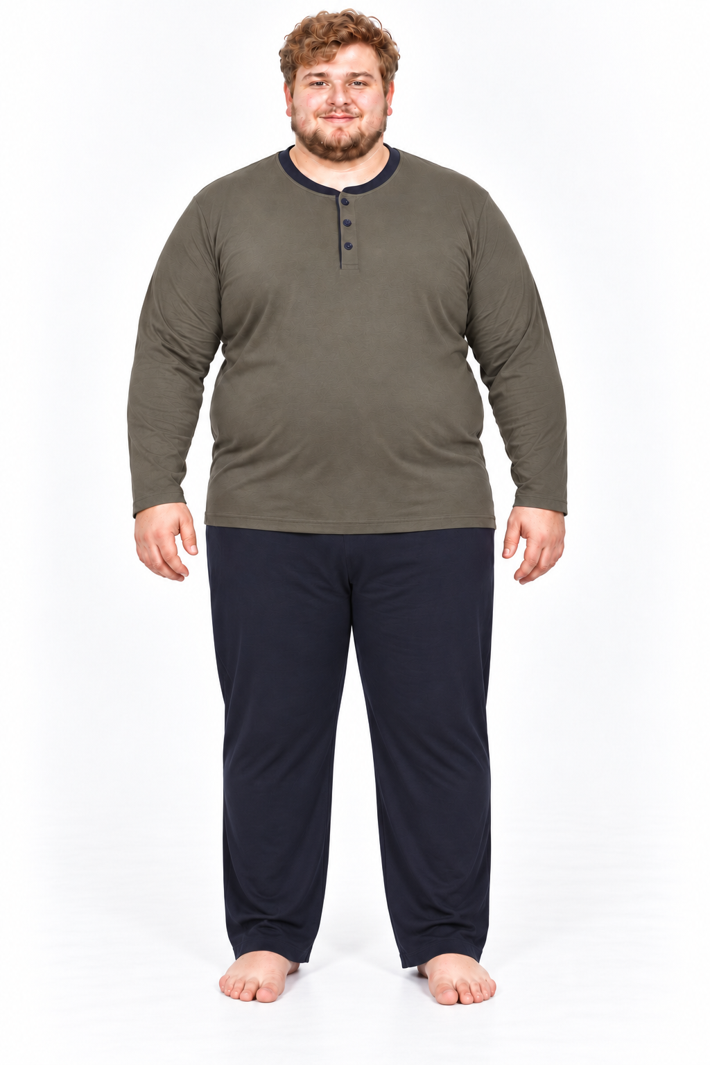 Erkek Yüksek Kalite İnterlok Penye Büyük Beden Penye Pijama Takımı 18560