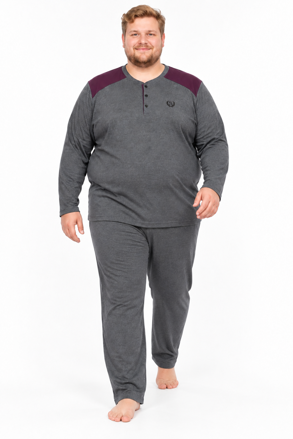 Erkek Yüksek Kalite İnterlok Penye Büyük Beden Penye Pijama Takımı 18560