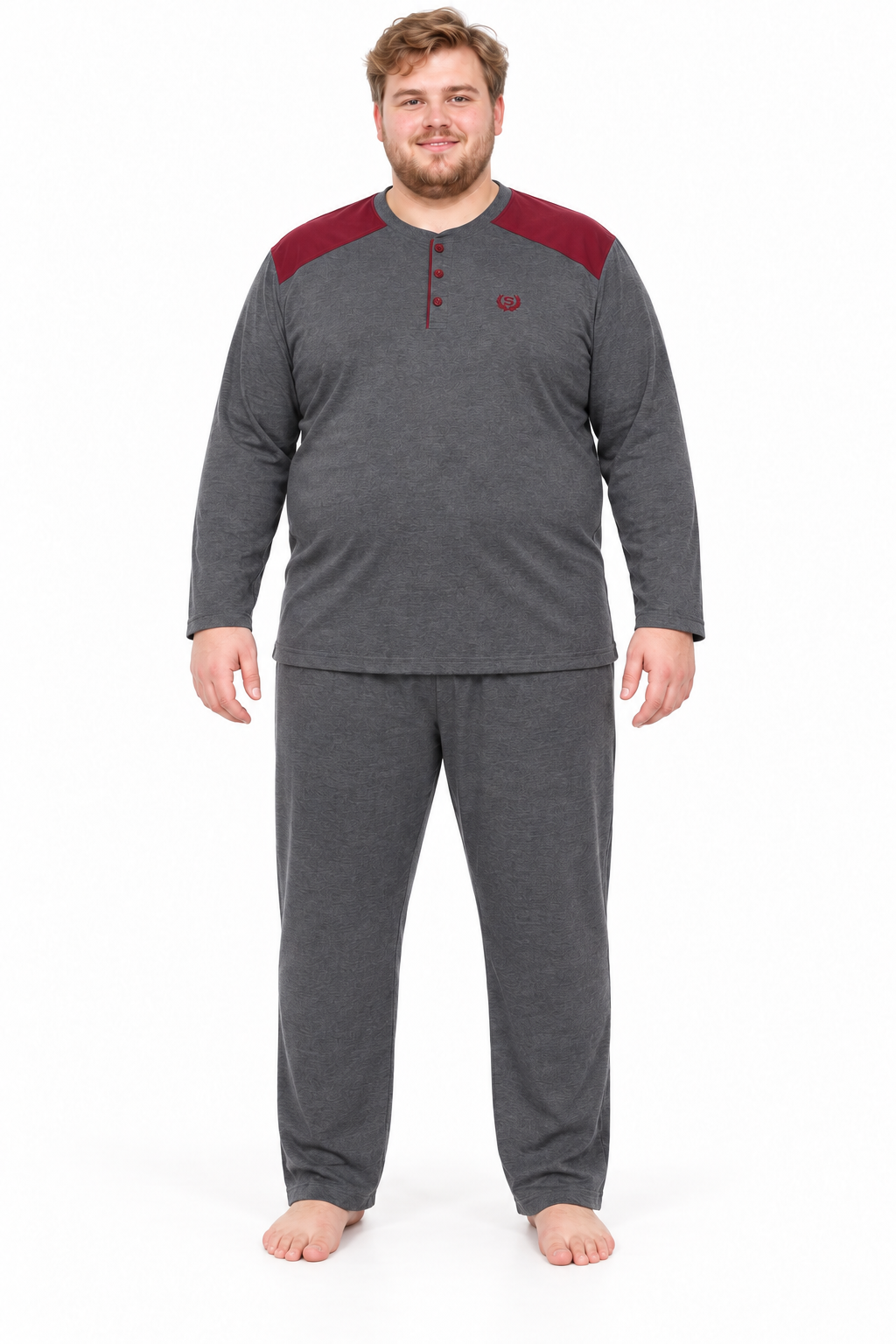 Erkek Yüksek Kalite İnterlok Penye Büyük Beden Penye Pijama Takımı 18560