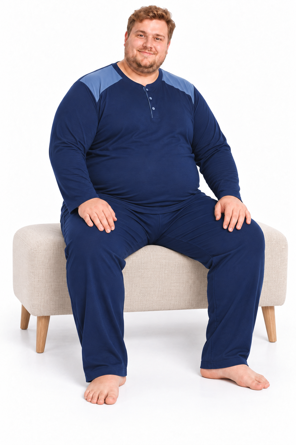 Erkek Yüksek Kalite İnterlok Penye Büyük Beden Penye Pijama Takımı 18560