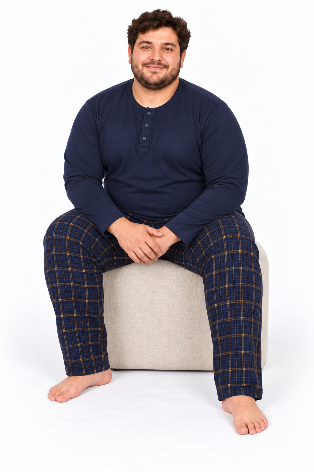 Erkek Yüksek Kalite İnterlok Penye Büyük Beden Pijama Takımı 18562