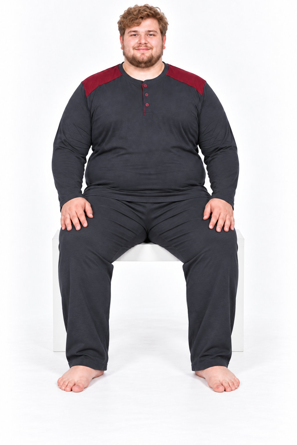 Erkek Yüksek Kalite İnterlok Penye Büyük Beden Penye Pijama Takımı 18560