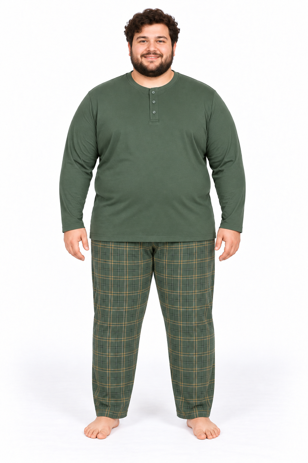 Erkek Yüksek Kalite İnterlok Penye Büyük Beden Pijama Takımı 18562