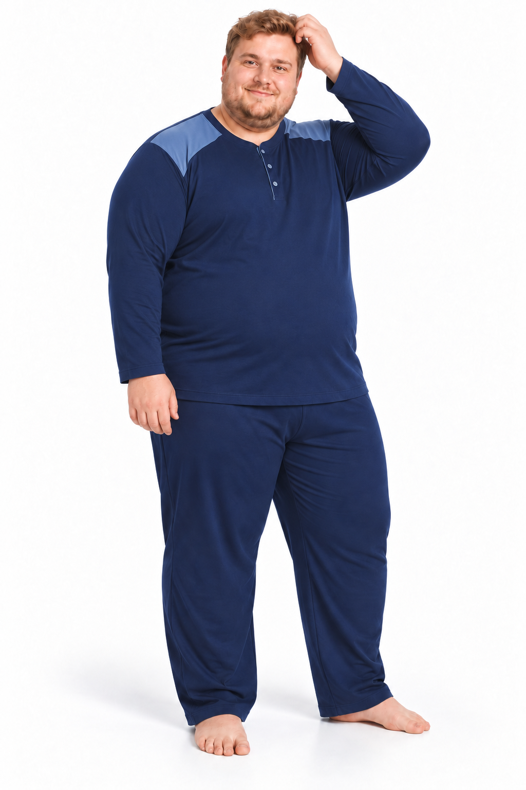 Erkek Yüksek Kalite İnterlok Penye Büyük Beden Penye Pijama Takımı 18560