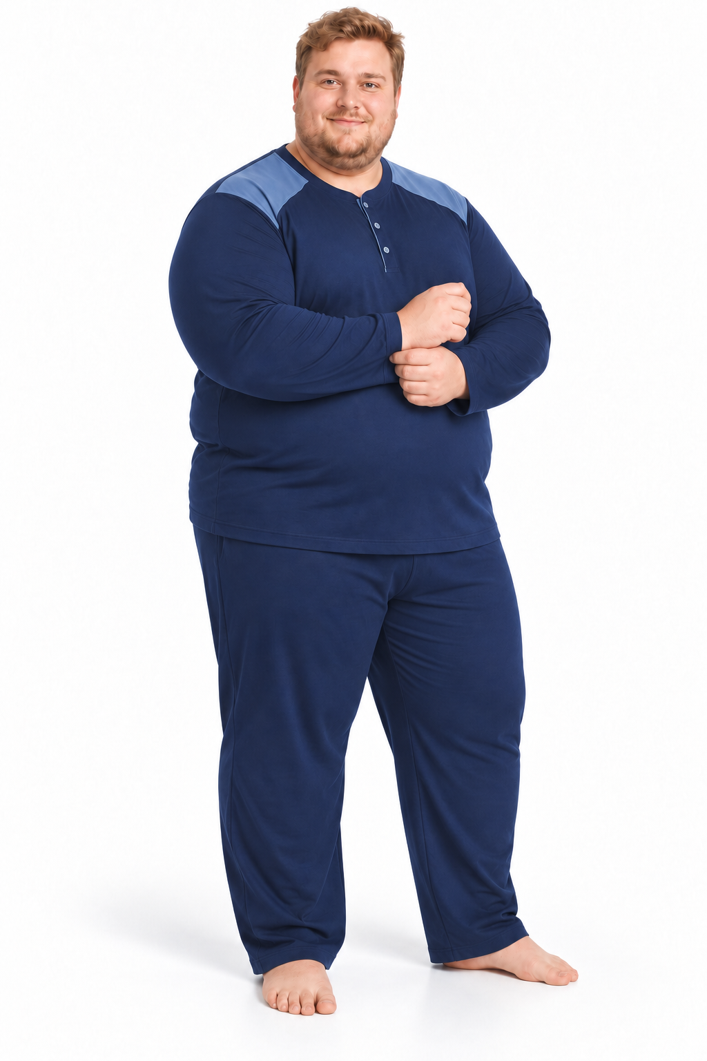 Erkek Yüksek Kalite İnterlok Penye Büyük Beden Penye Pijama Takımı 18560