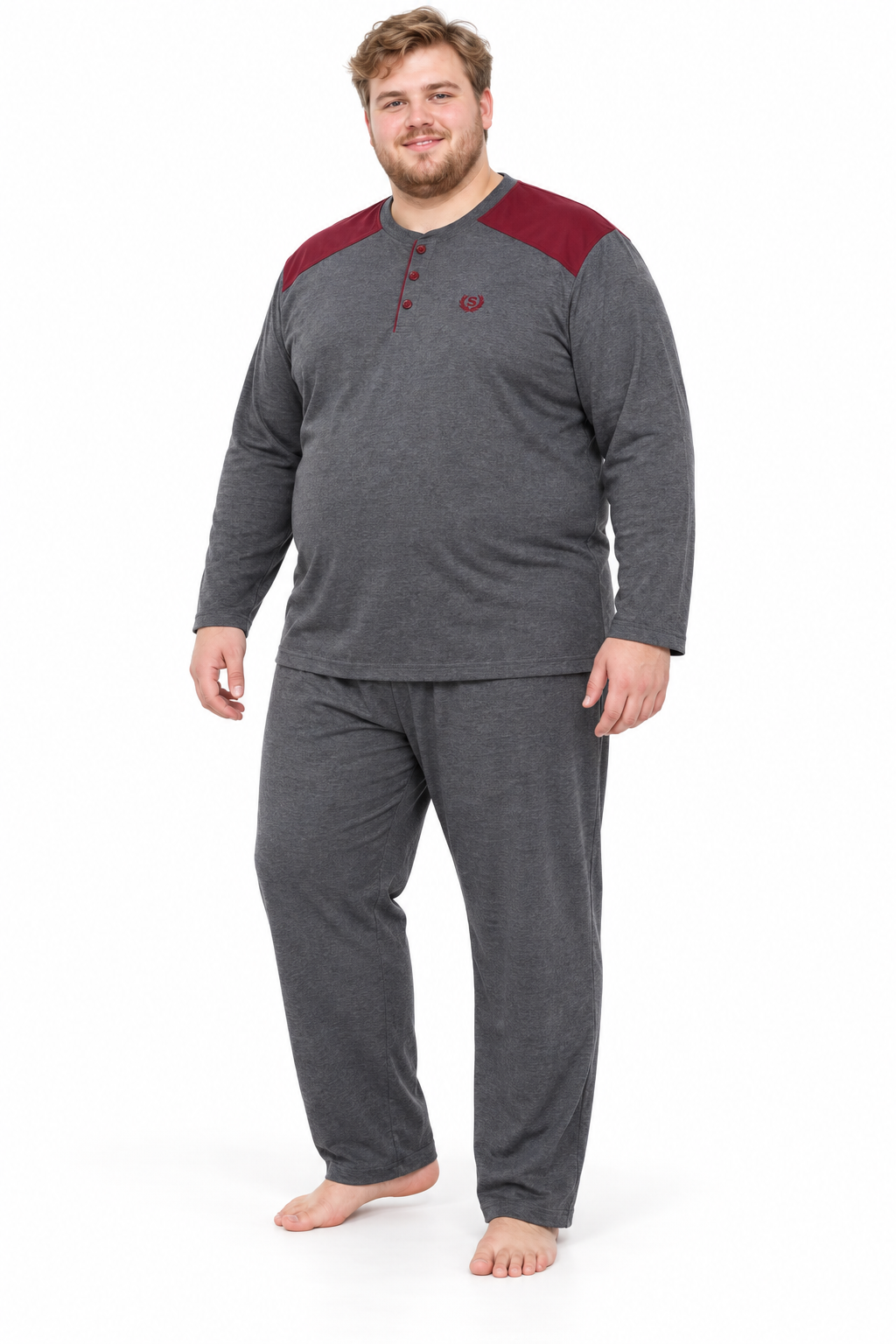 Erkek Yüksek Kalite İnterlok Penye Büyük Beden Penye Pijama Takımı 18560