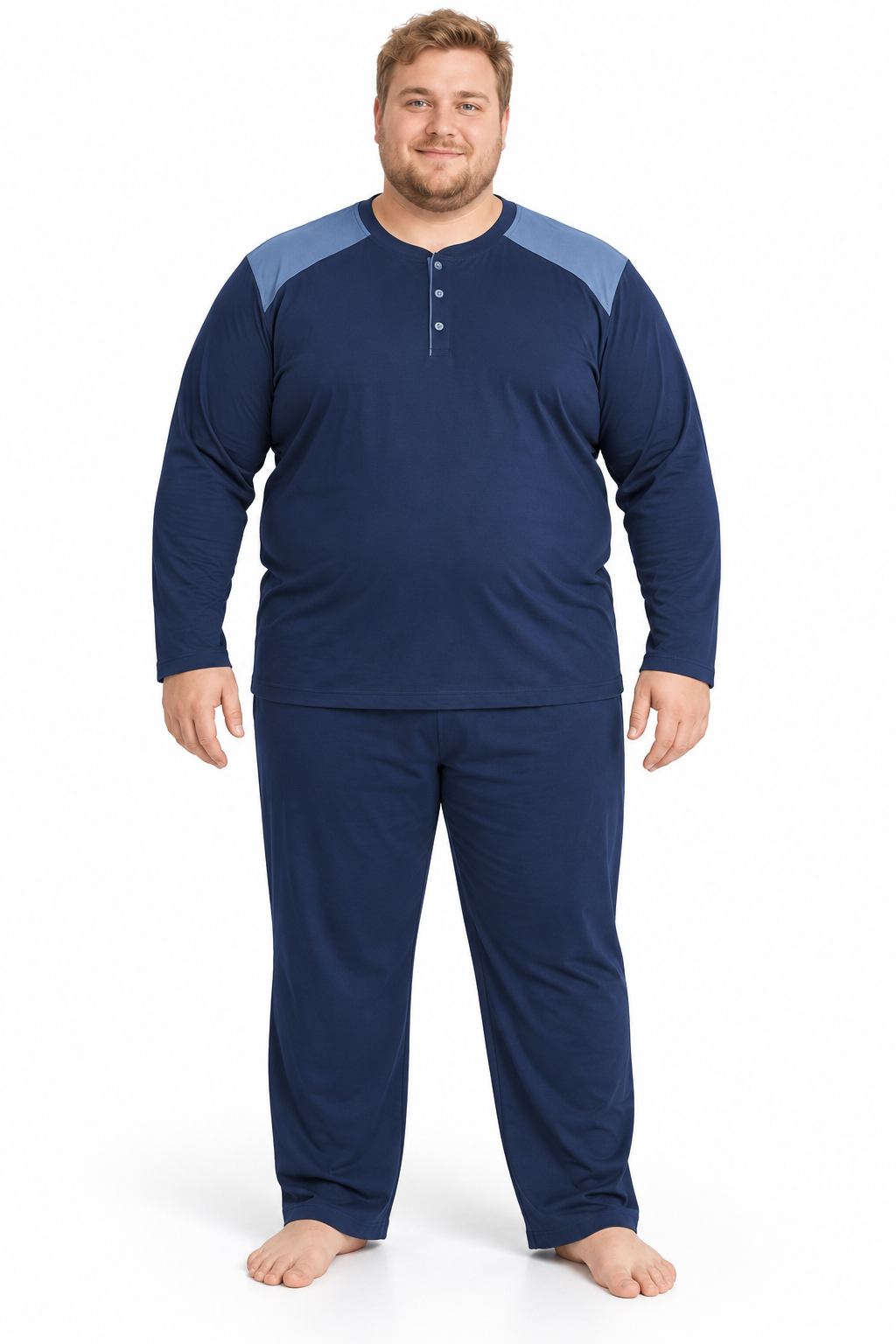 Erkek Yüksek Kalite İnterlok Penye Büyük Beden Penye Pijama Takımı 18560