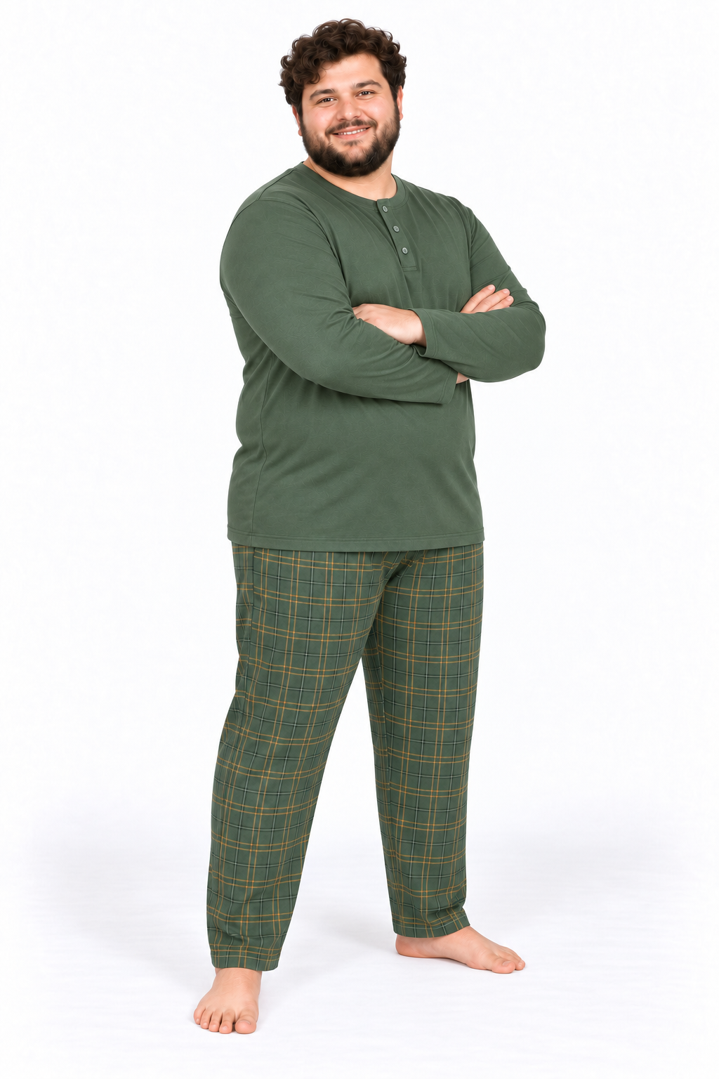 Erkek Yüksek Kalite İnterlok Penye Büyük Beden Pijama Takımı 18562