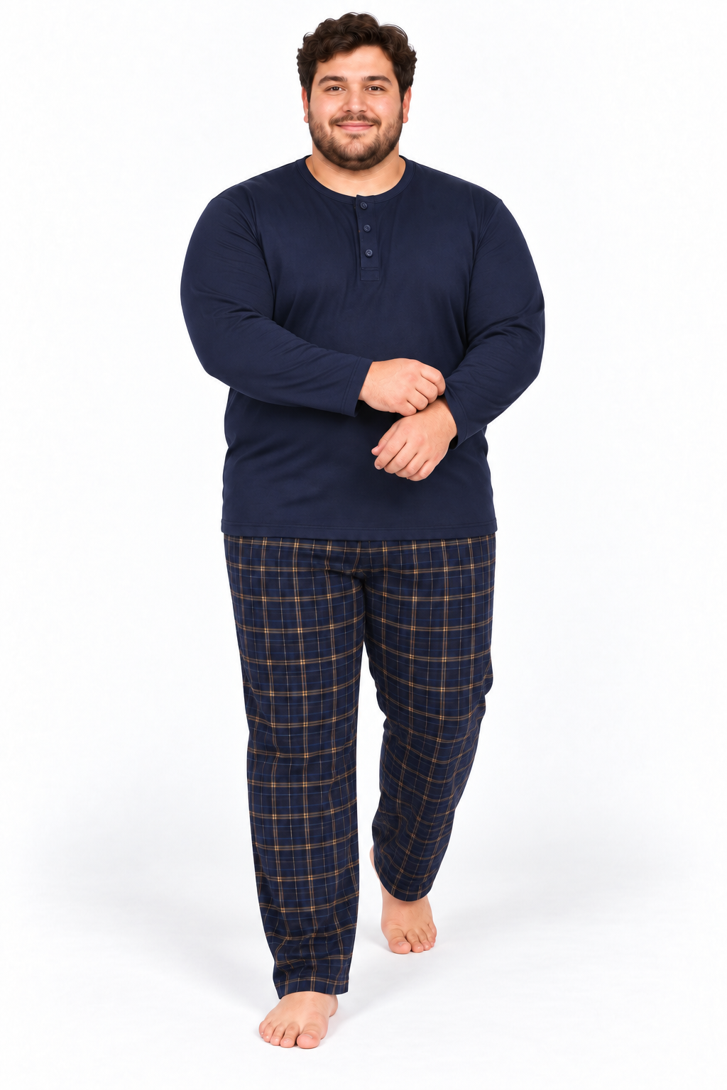 Erkek Yüksek Kalite İnterlok Penye Büyük Beden Pijama Takımı 18562