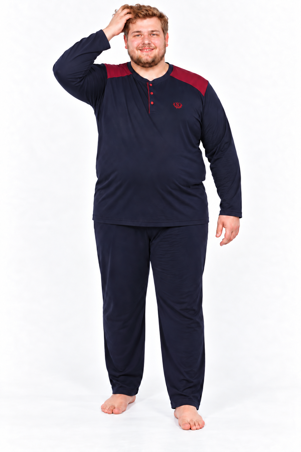 Erkek Yüksek Kalite İnterlok Penye Büyük Beden Penye Pijama Takımı 18560
