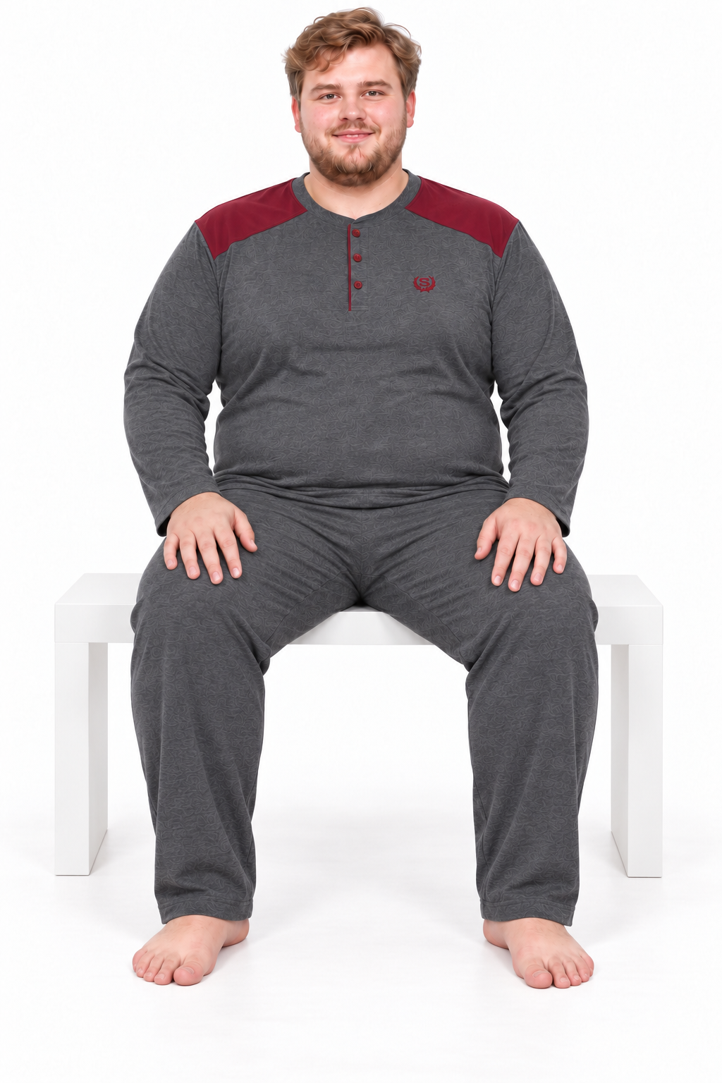 Erkek Yüksek Kalite İnterlok Penye Büyük Beden Penye Pijama Takımı 18560