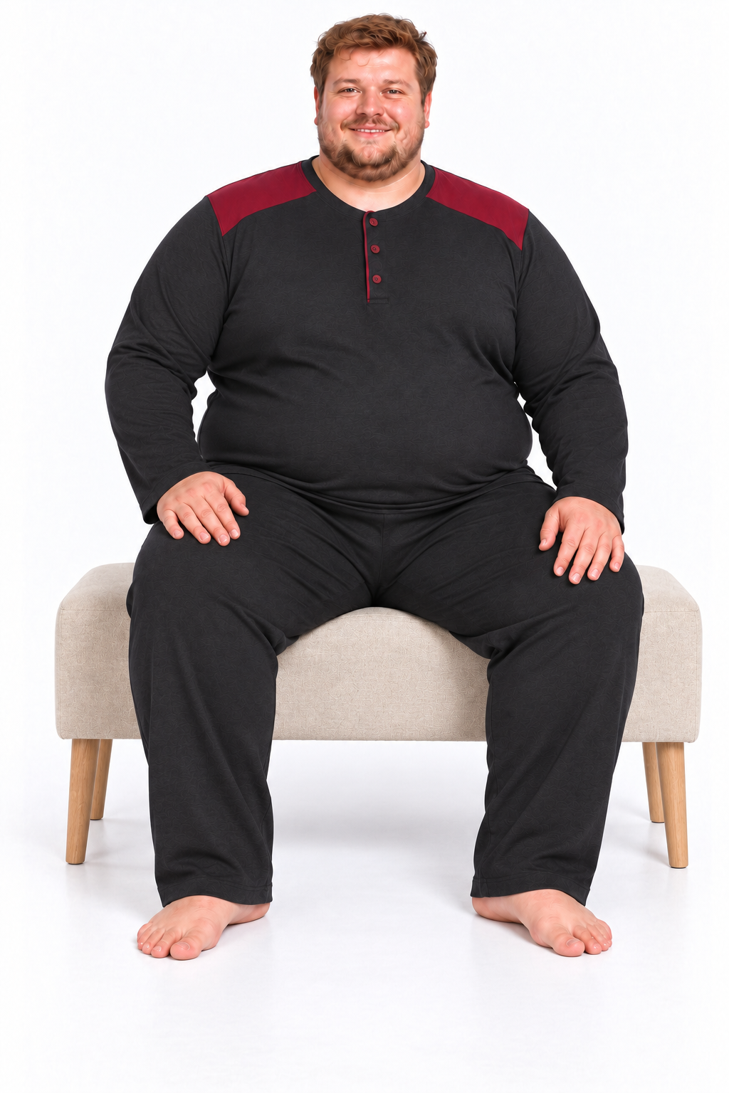 Erkek Yüksek Kalite İnterlok Penye Büyük Beden Penye Pijama Takımı 18560