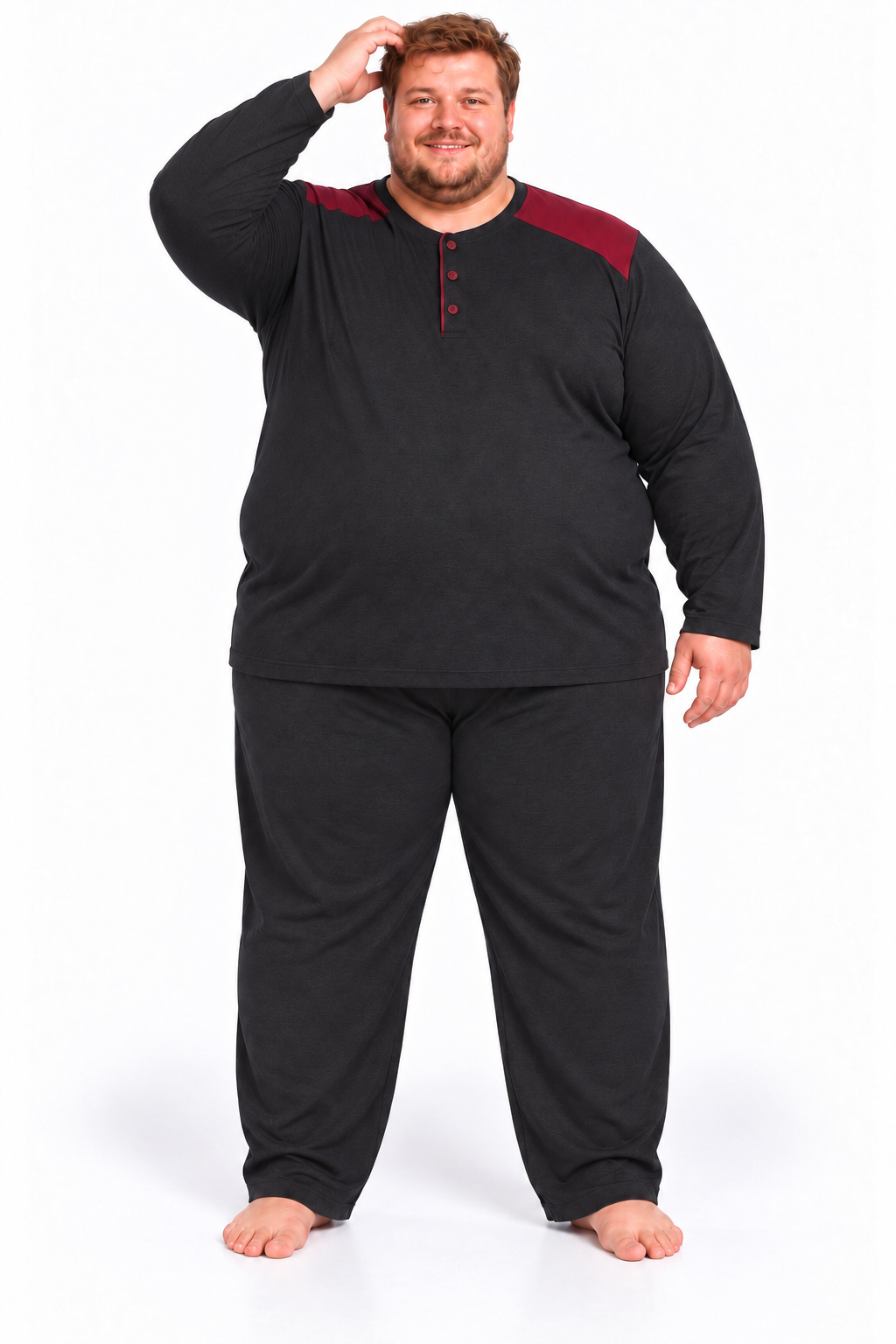 Erkek Yüksek Kalite İnterlok Penye Büyük Beden Penye Pijama Takımı 18560