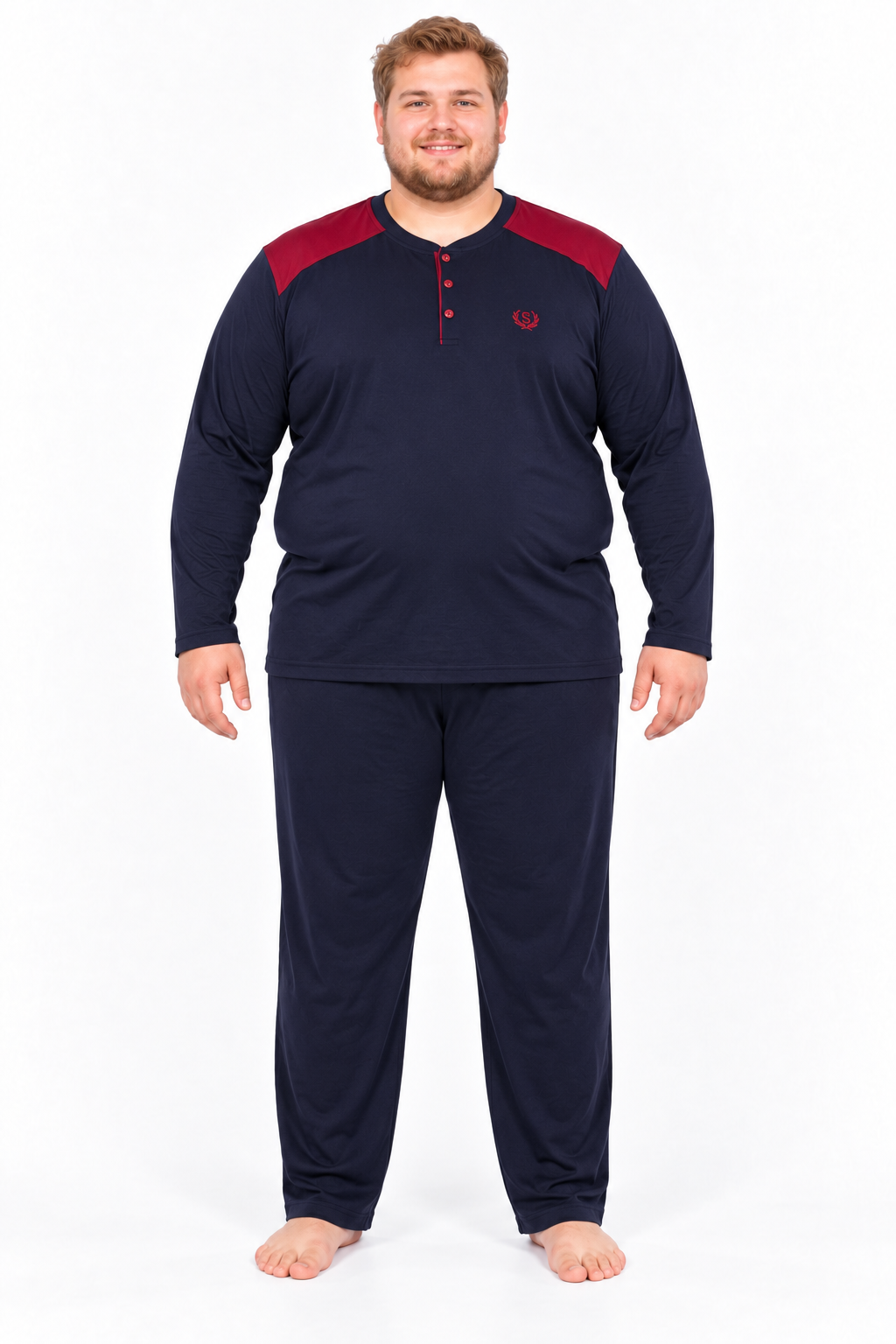 Erkek Yüksek Kalite İnterlok Penye Büyük Beden Penye Pijama Takımı 18560