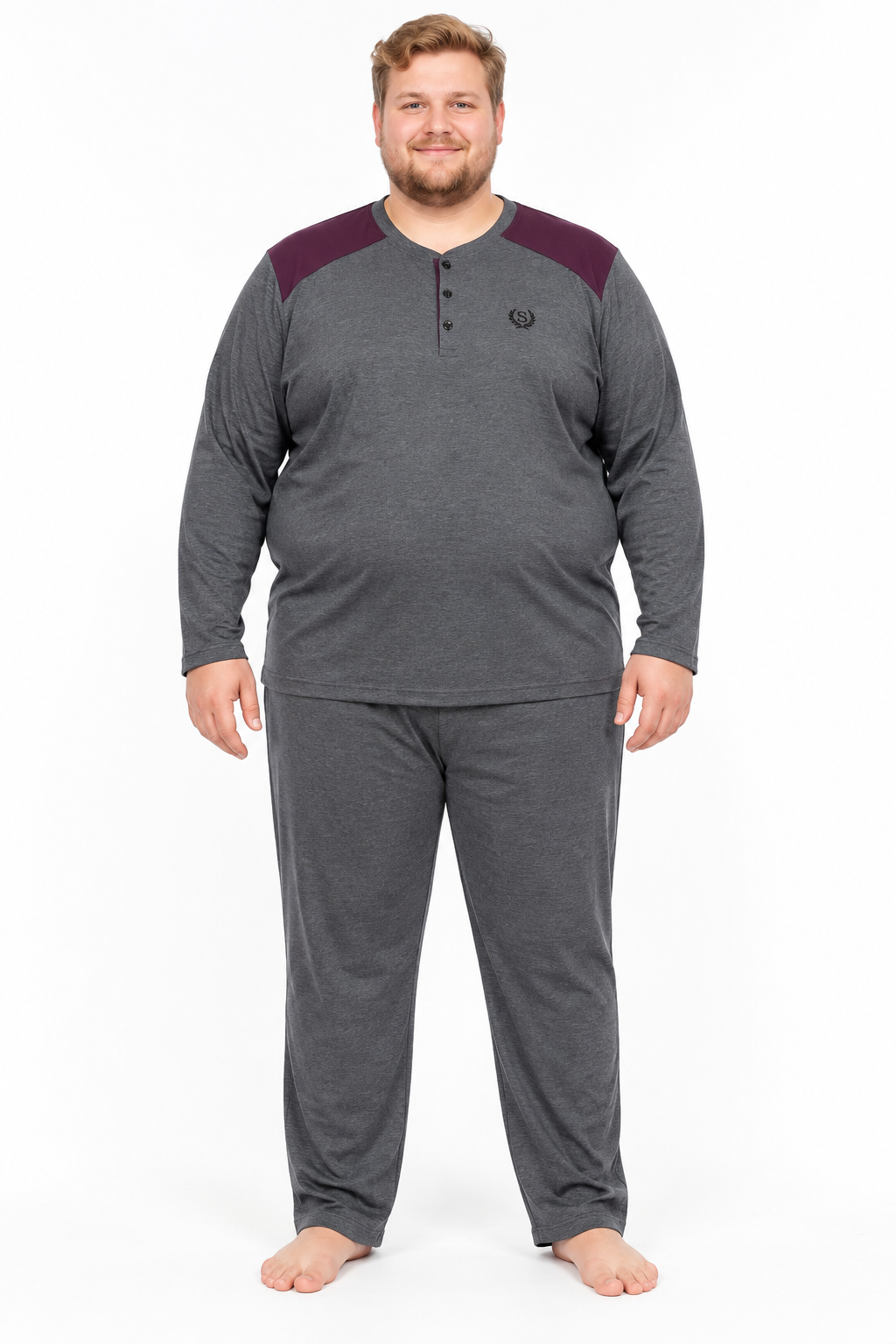 Erkek Yüksek Kalite İnterlok Penye Büyük Beden Penye Pijama Takımı 18560