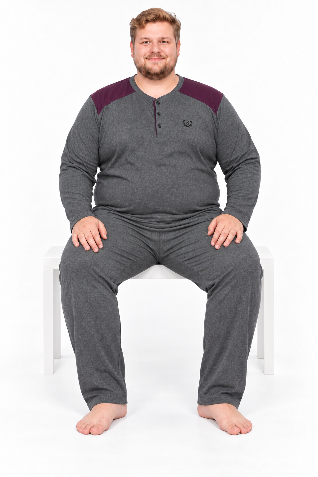 Erkek Yüksek Kalite İnterlok Penye Büyük Beden Penye Pijama Takımı 18560