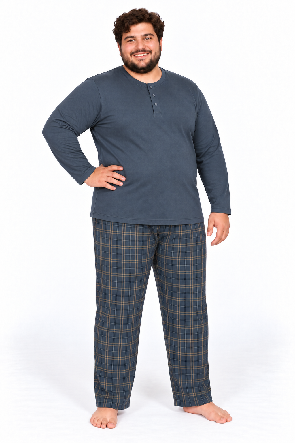 Erkek Yüksek Kalite İnterlok Penye Büyük Beden Pijama Takımı 18562