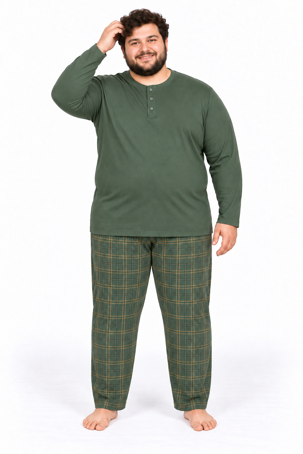 Erkek Yüksek Kalite İnterlok Penye Büyük Beden Pijama Takımı 18562