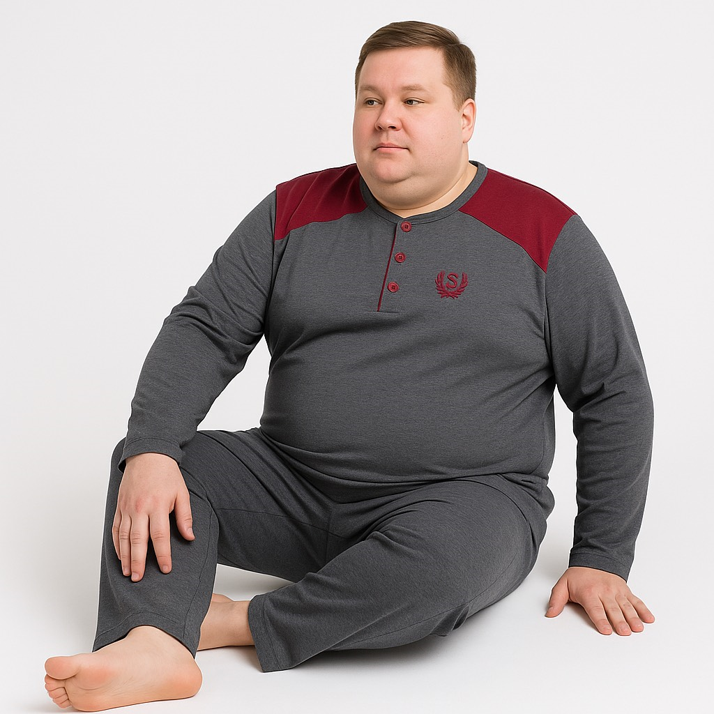 Erkek Yüksek Kalite İnterlok Penye Büyük Beden Pijama Takımı 18540