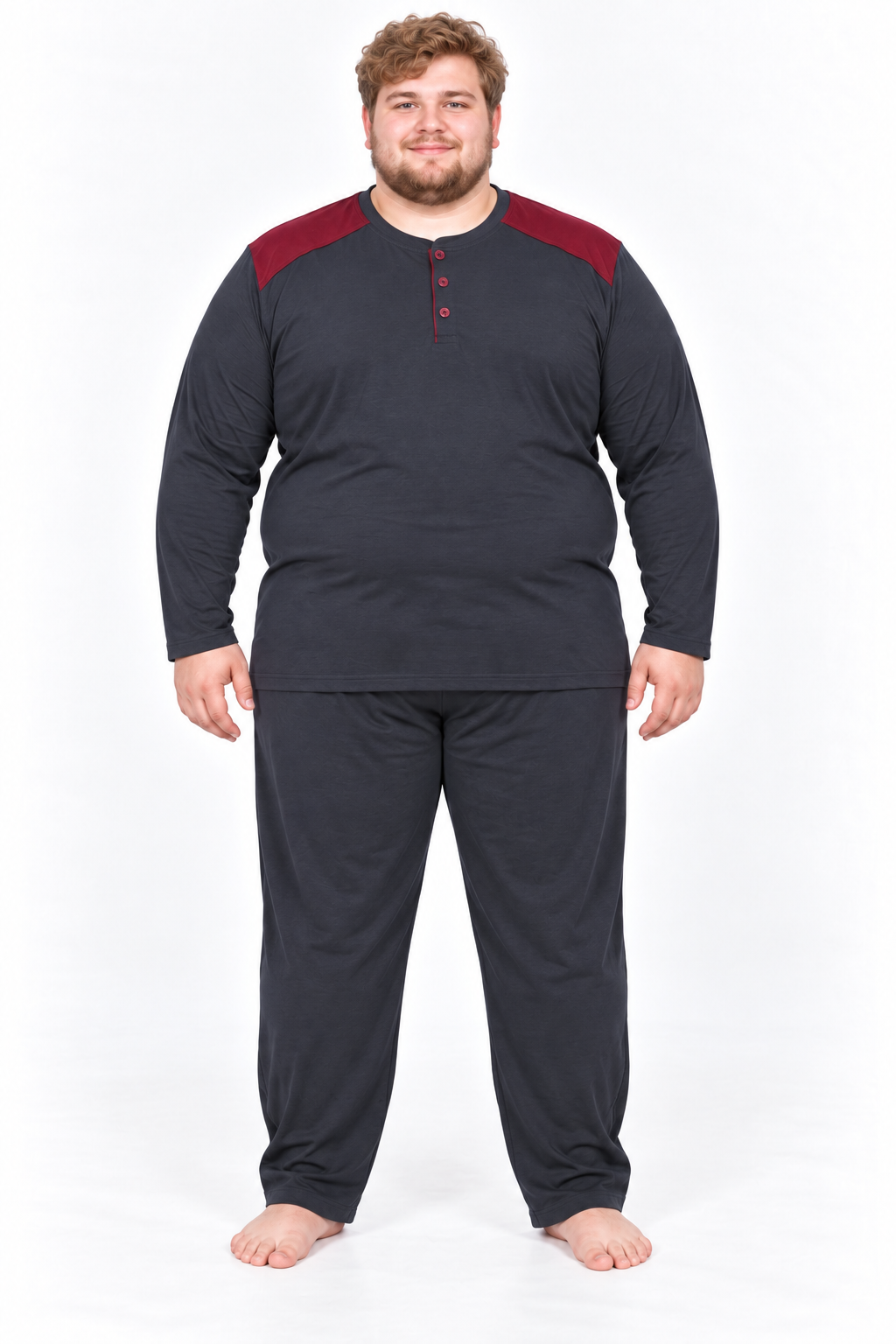 Erkek Yüksek Kalite İnterlok Penye Büyük Beden Penye Pijama Takımı 18560