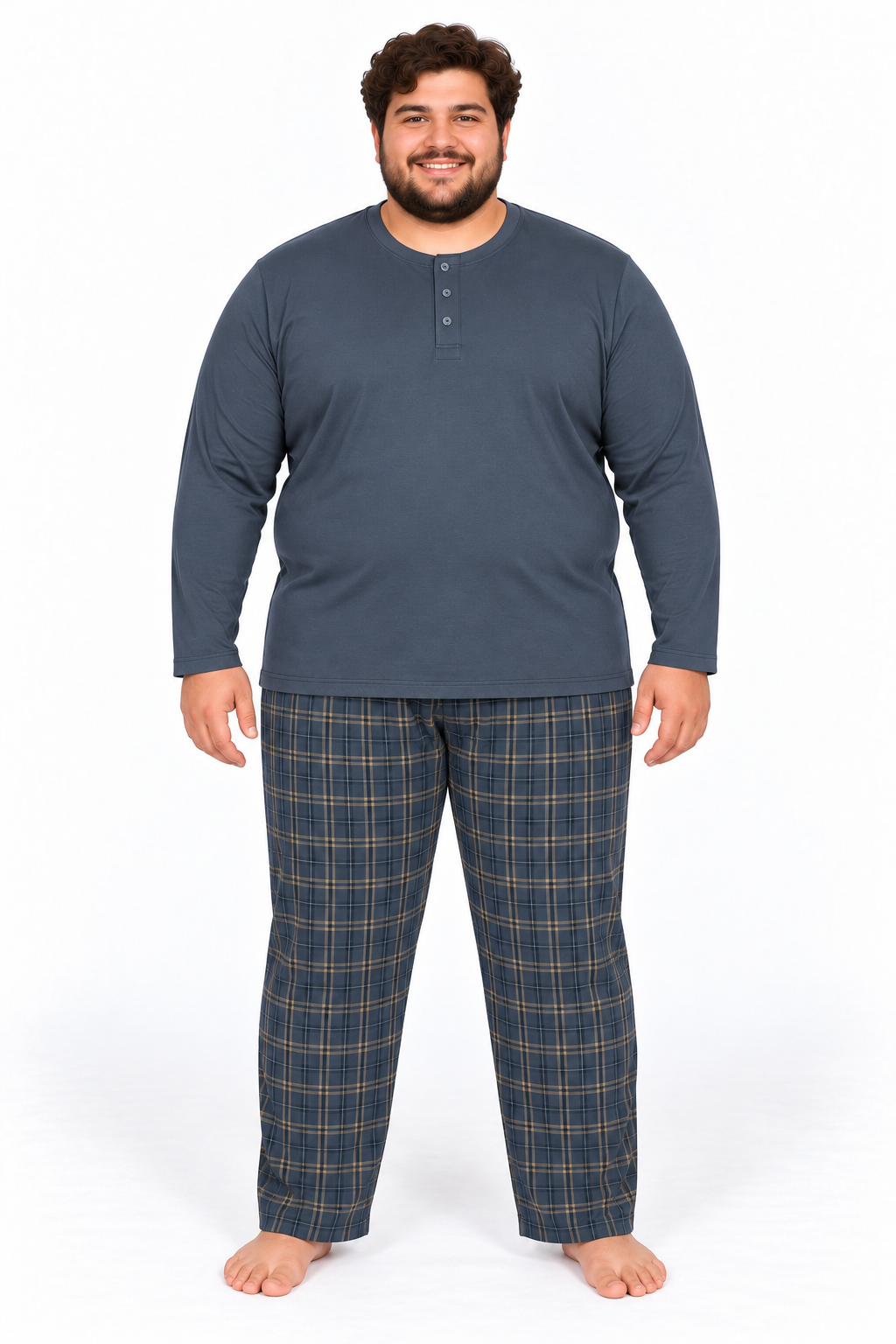 Erkek Yüksek Kalite İnterlok Penye Büyük Beden Pijama Takımı 18562