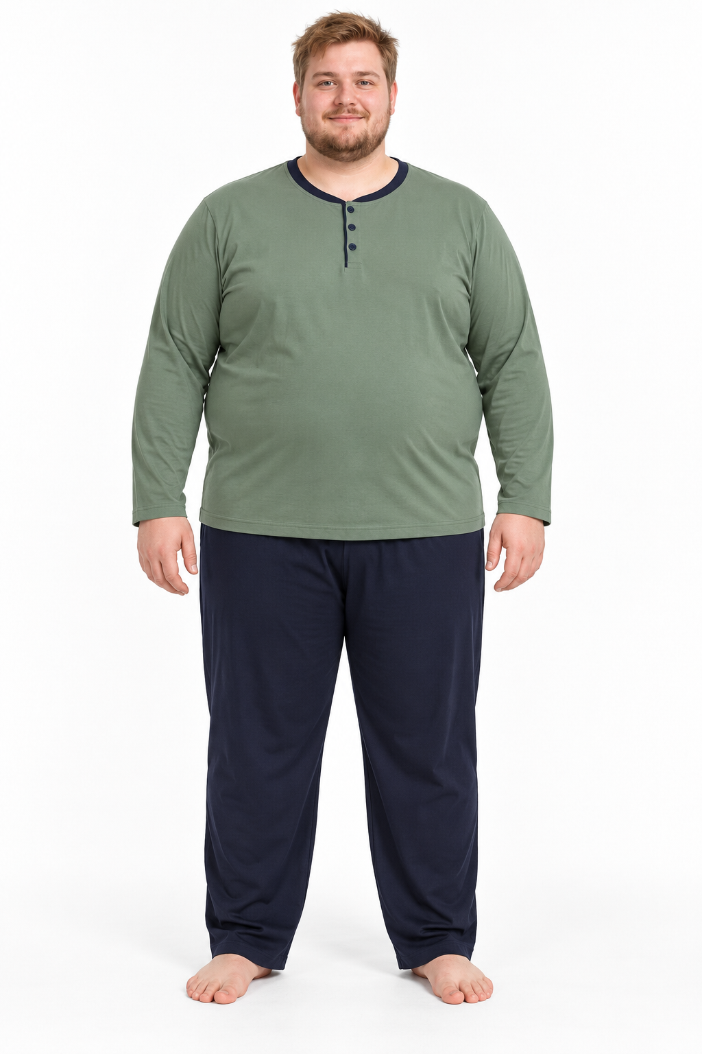 Erkek Yüksek Kalite İnterlok Penye Büyük Beden Penye Pijama Takımı 18560