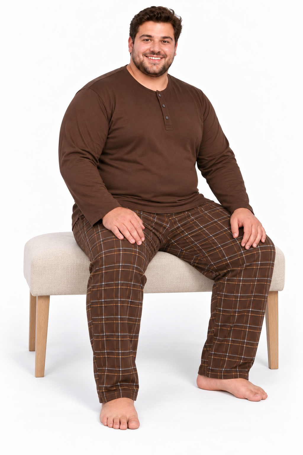 Erkek Yüksek Kalite İnterlok Penye Büyük Beden Pijama Takımı 18562