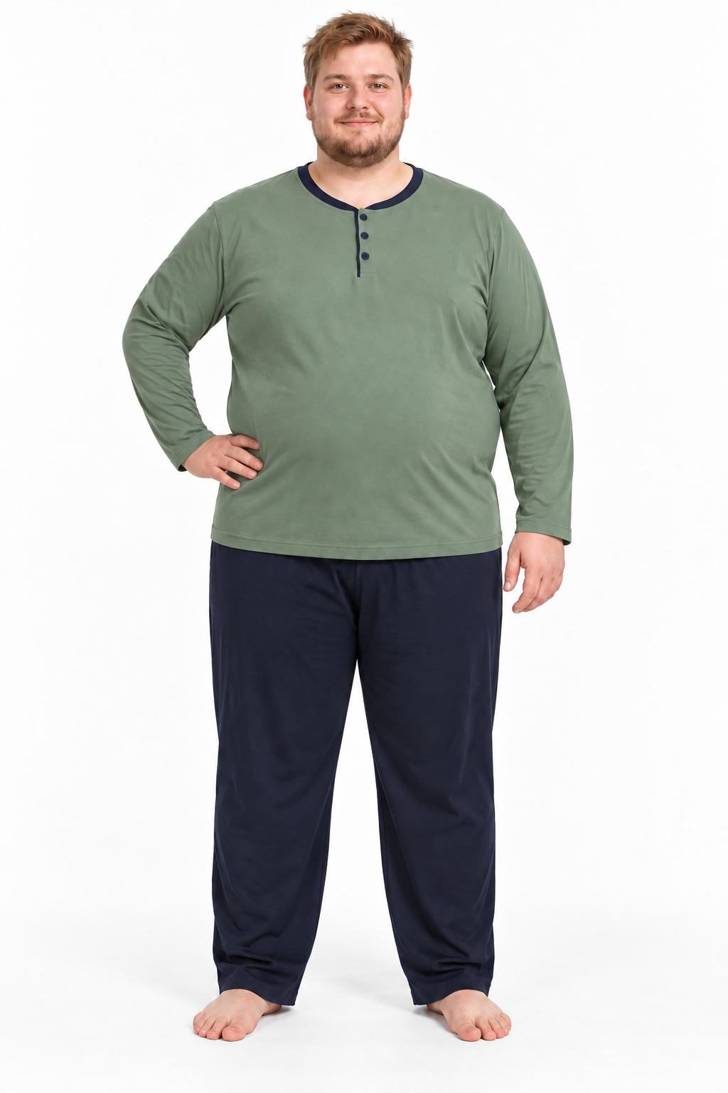 Erkek Yüksek Kalite İnterlok Penye Büyük Beden Penye Pijama Takımı 18560