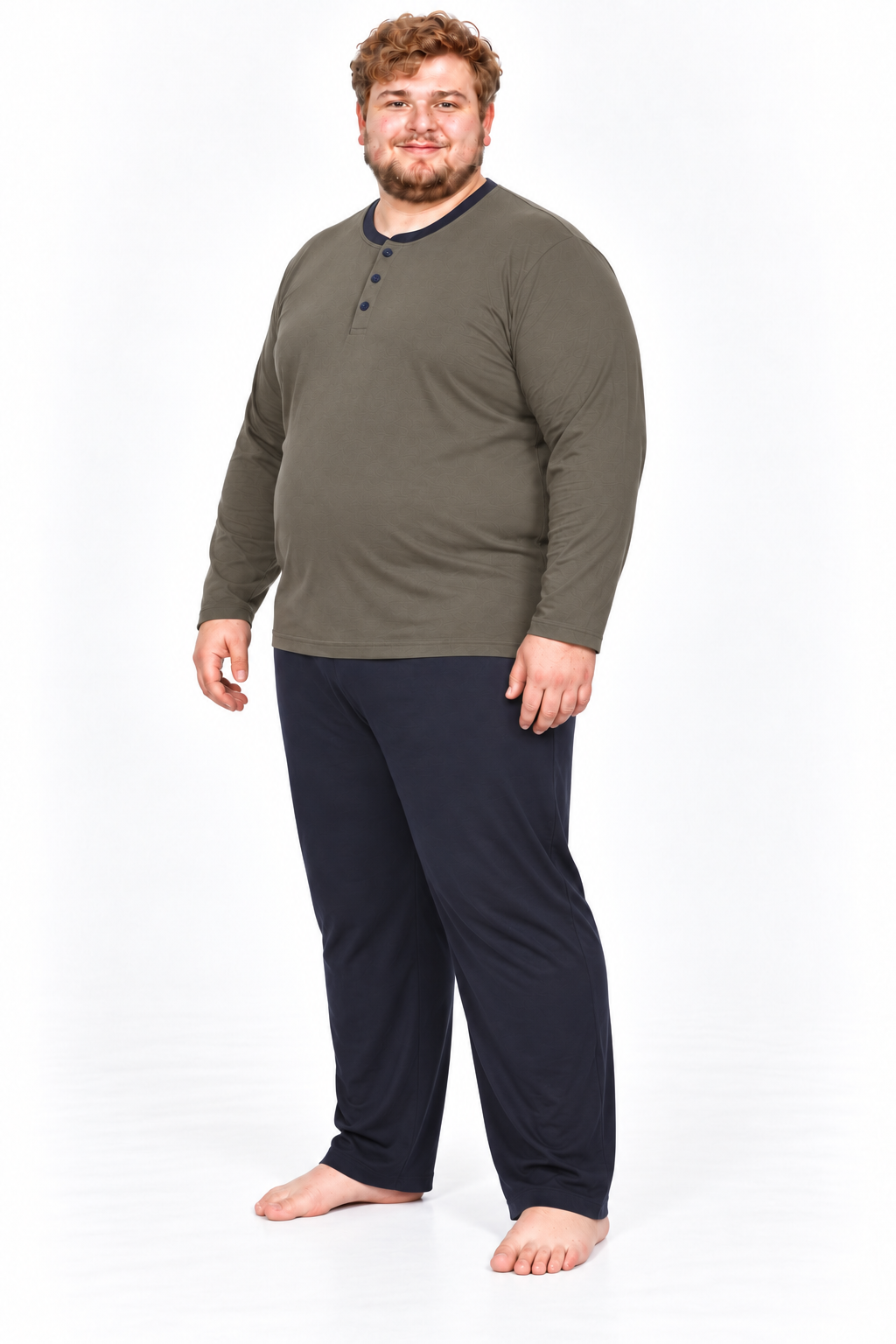 Erkek Yüksek Kalite İnterlok Penye Büyük Beden Penye Pijama Takımı 18560