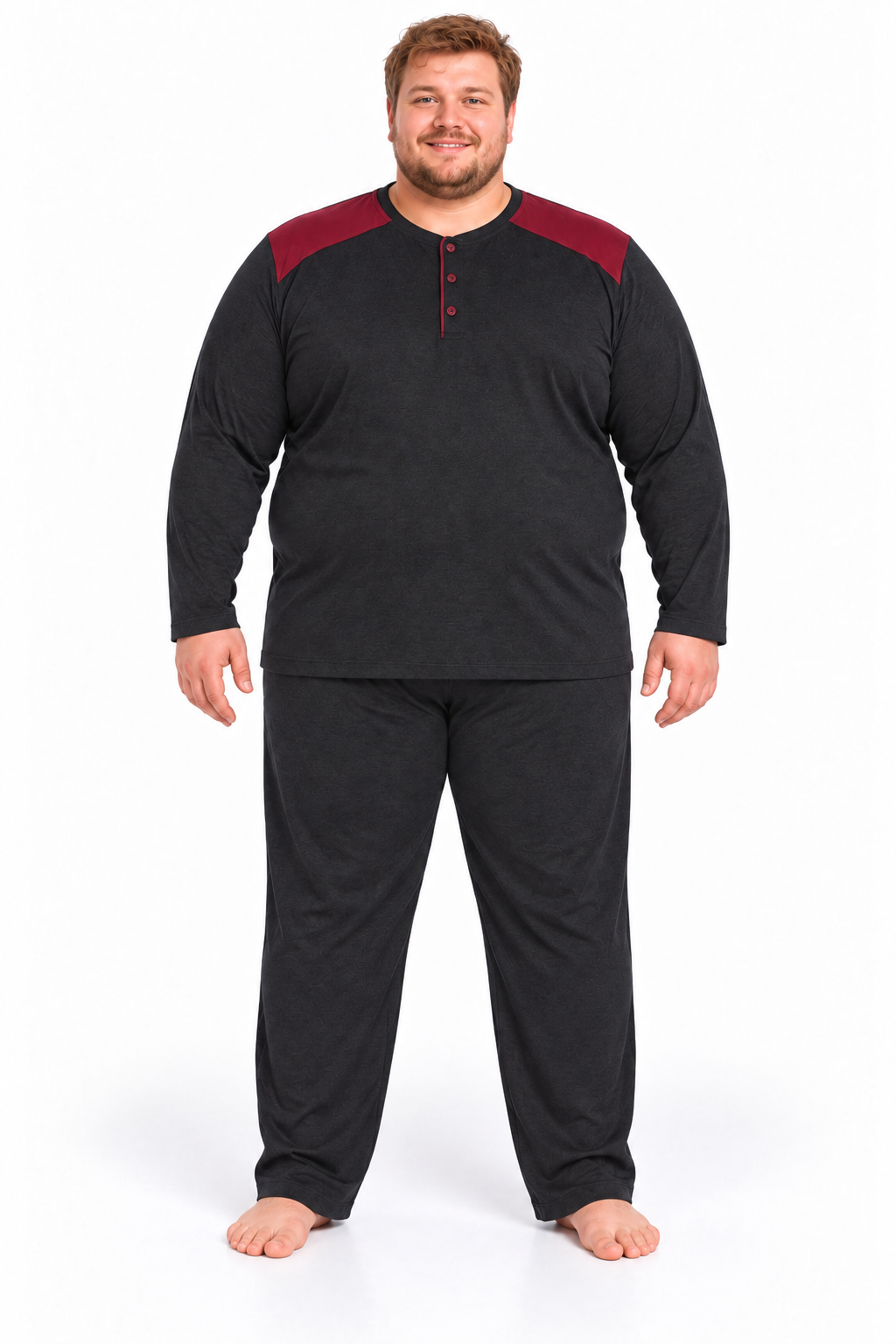 Erkek Yüksek Kalite İnterlok Penye Büyük Beden Penye Pijama Takımı 18560