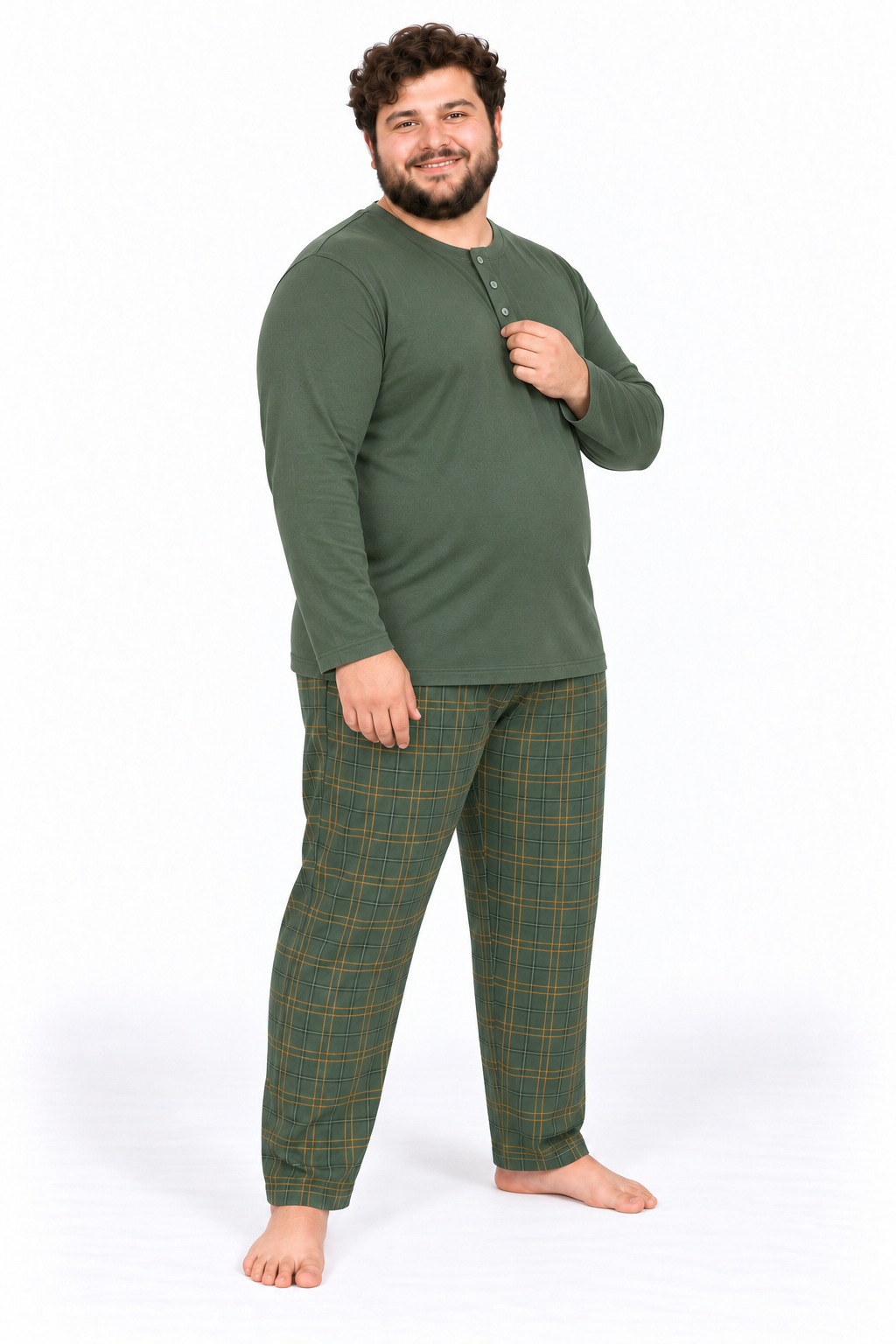 Erkek Yüksek Kalite İnterlok Penye Büyük Beden Pijama Takımı 18562