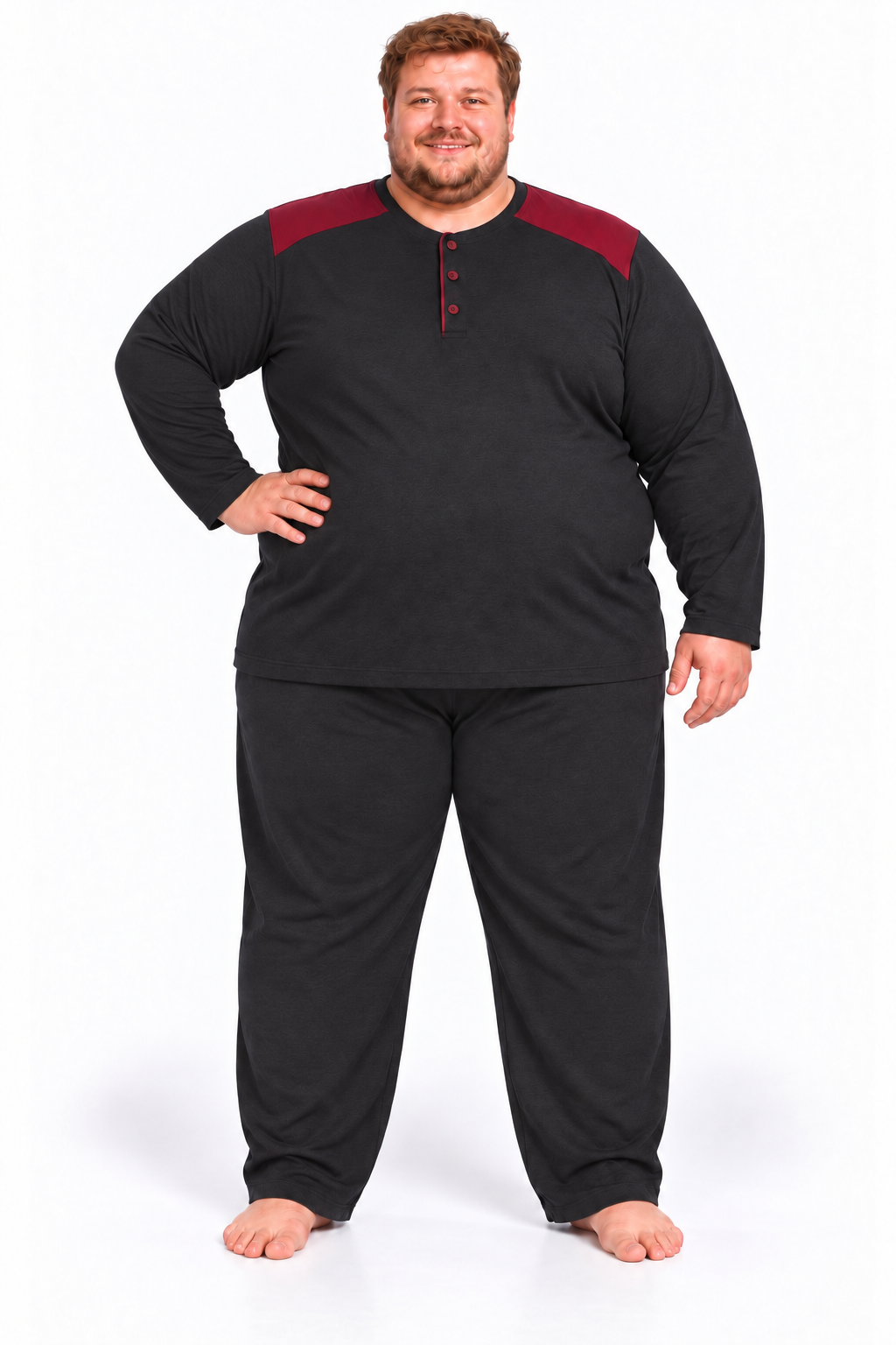 Erkek Yüksek Kalite İnterlok Penye Büyük Beden Penye Pijama Takımı 18560