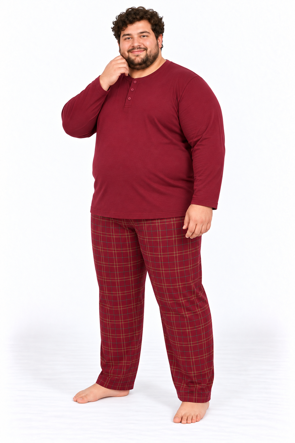 Erkek Yüksek Kalite İnterlok Penye Büyük Beden Pijama Takımı 18562