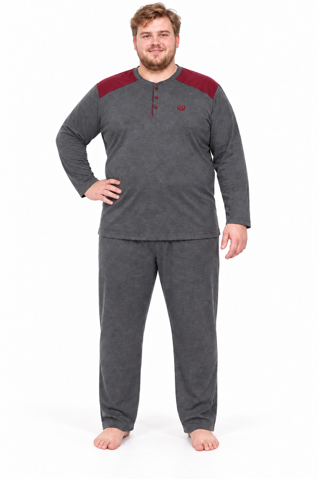 Erkek Yüksek Kalite İnterlok Penye Büyük Beden Penye Pijama Takımı 18560