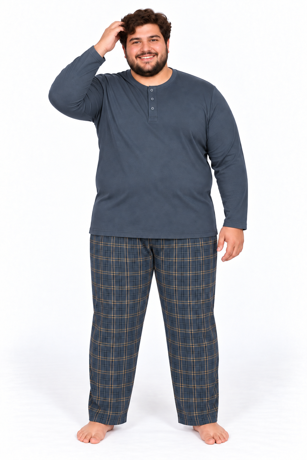 Erkek Yüksek Kalite İnterlok Penye Büyük Beden Pijama Takımı 18562