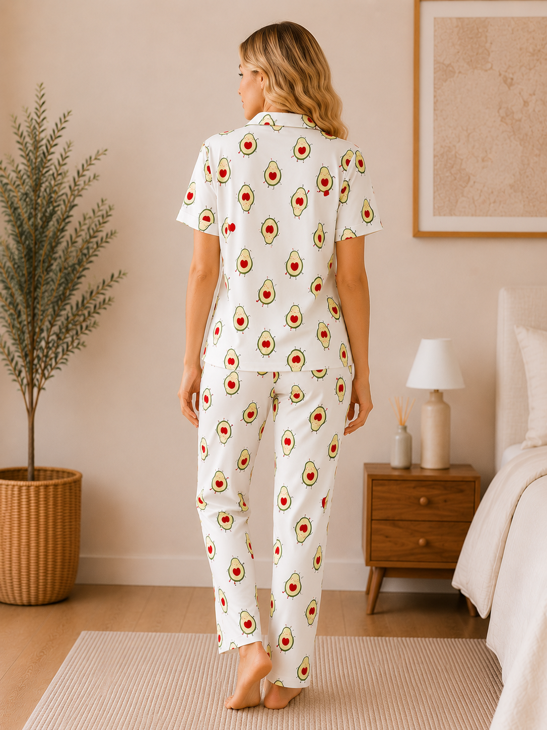 Kadın Milan Kumaş Rahat Kalıp Düğmeli Kısa Kollu Pijama Takımı 3149