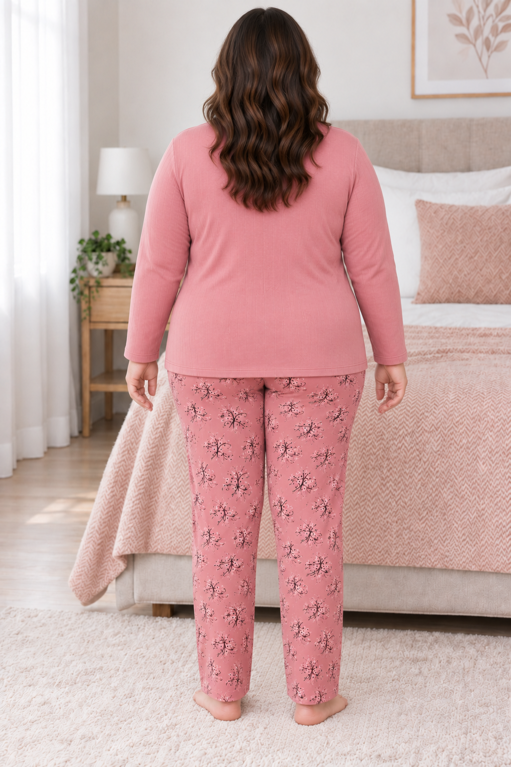 Kadın Orta Yaş ve Üzeri Regular Büyük Beden Pamuk Anne Pijama Takımı 4584