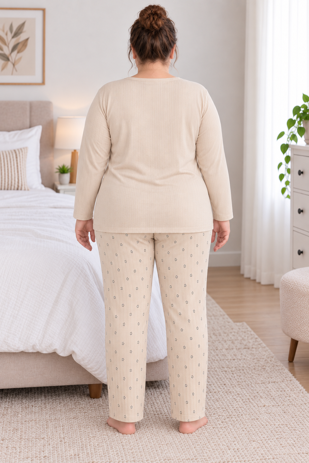 Kadın Orta Yaş ve Üzeri Regular Büyük Beden Pamuk Anne Pijama Takımı 4584